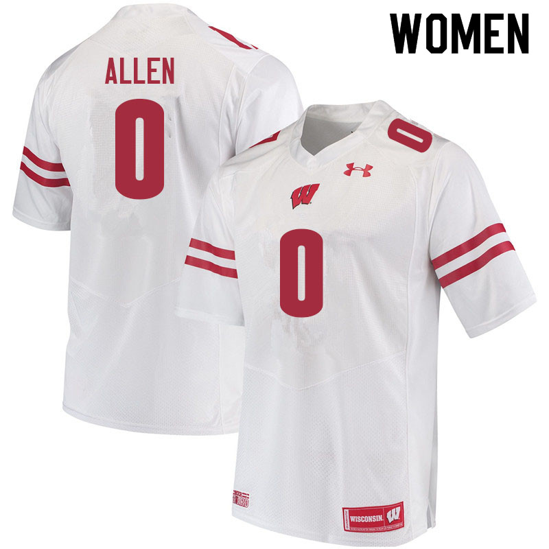 Women #0 Braelon Allen Wisconsin Badgers College Football Jerseys Sale-White - Click Image to Close